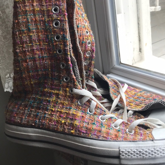 Converse Shoes - How cute are these Knee high tweed converse!